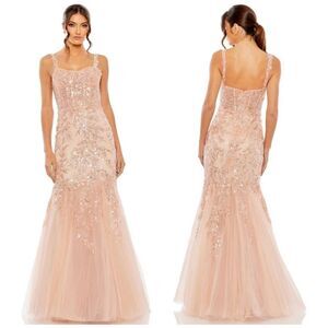 Mac Duggal 20559 Corset Bodice Floral Lace Embellished Gown, Pink, Plus Size 14